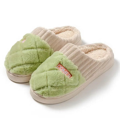 Plush Home Slippers – Quilted Fleece Anti-Slip Indoor Shoes for Women & Men