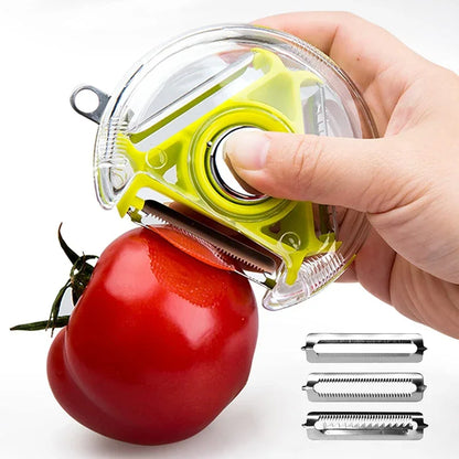 3-in-1 Magic Peeler Set – Rotary Slicer, Shredder & Julienne Peeler