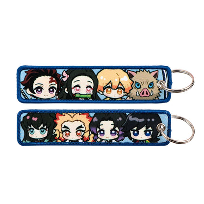 Anime Embroidery Keychain Tag – Cartoon Character Key Ring for Motorcycle, Car & Backpack