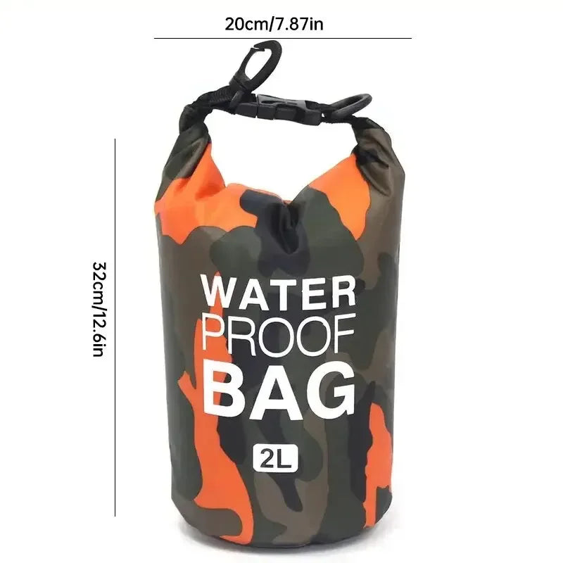 Waterproof Dry Bag 2L – Lightweight Camo Roll-Top Sack for Kayaking & Surfing