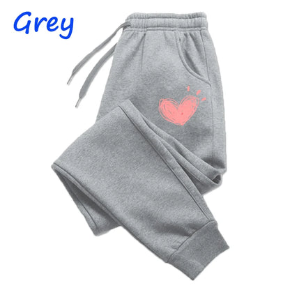 Women's Heart Print Cotton Jogger Sweatpants – Casual Lounge Pants