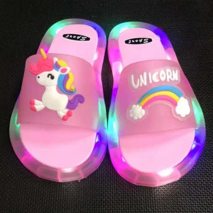 Kids' LED Light-Up Unicorn Slippers – Boys & Girls Sizes 24–35