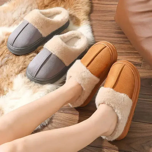 Plush Winter House Slippers - Warm Non-Slip Thick Sole Indoor Shoes Unisex