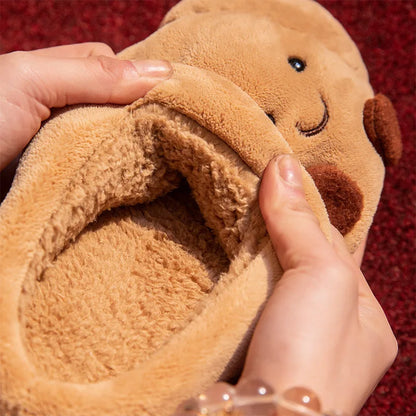 Cute Bear Fluffy Slippers – Women & Men Winter House Shoes