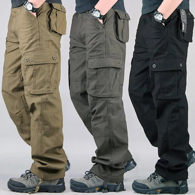 Men's Camo Tactical Cargo Pants – Multi-Pocket Cotton Work Trousers, Big Sizes