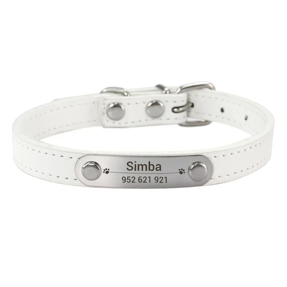 Personalized Dog Collar with Engraved ID Tag – PU Leather, Anti-Lost