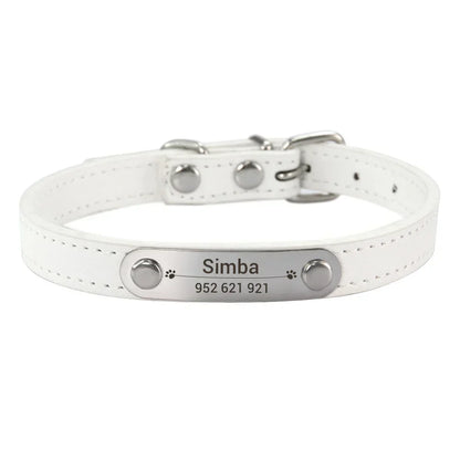 Personalized Dog Collar with Engraved ID Tag – PU Leather, Anti-Lost