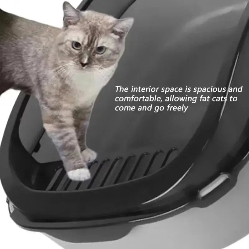 Semi-Enclosed Cat Litter Box – Splashproof Kitten Toilet Tray