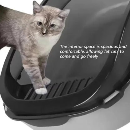 Semi-Enclosed Cat Litter Box – Splashproof Kitten Toilet Tray