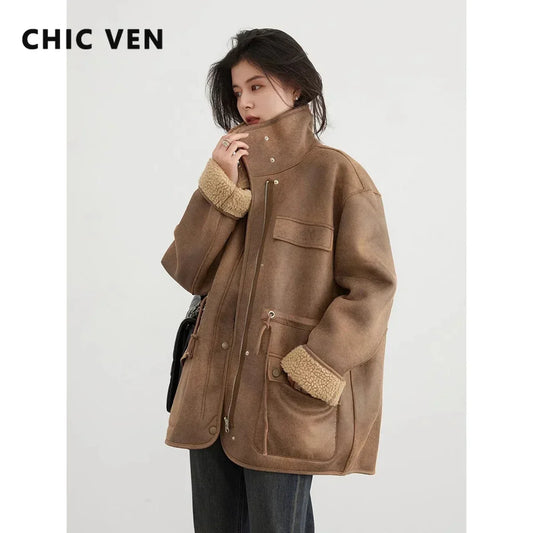 Women's Reversible Suede Sherpa Jacket