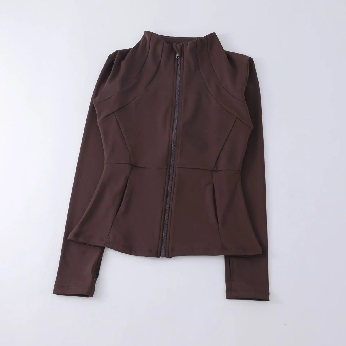 Women's Zip-Up Sports Jacket – Slim Fit Windbreaker with Thumb Holes