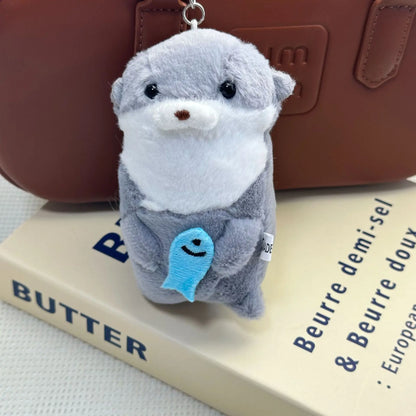 Cute Otter Plush Keychain Pendant – Kawaii Stuffed Animal Doll