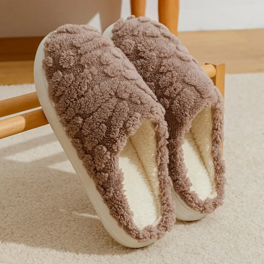 Plush Winter Slippers – Unisex Warm Non-Slip House Shoes