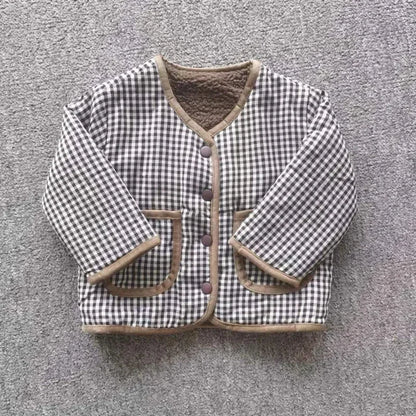 Kids' Reversible Sherpa Jacket – Warm Plush & Plaid Coat for Toddlers
