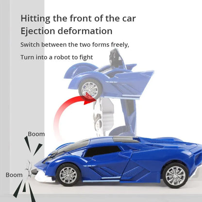 Blue Police Car Transform Robot Toy for Kids – One-Button Deformation