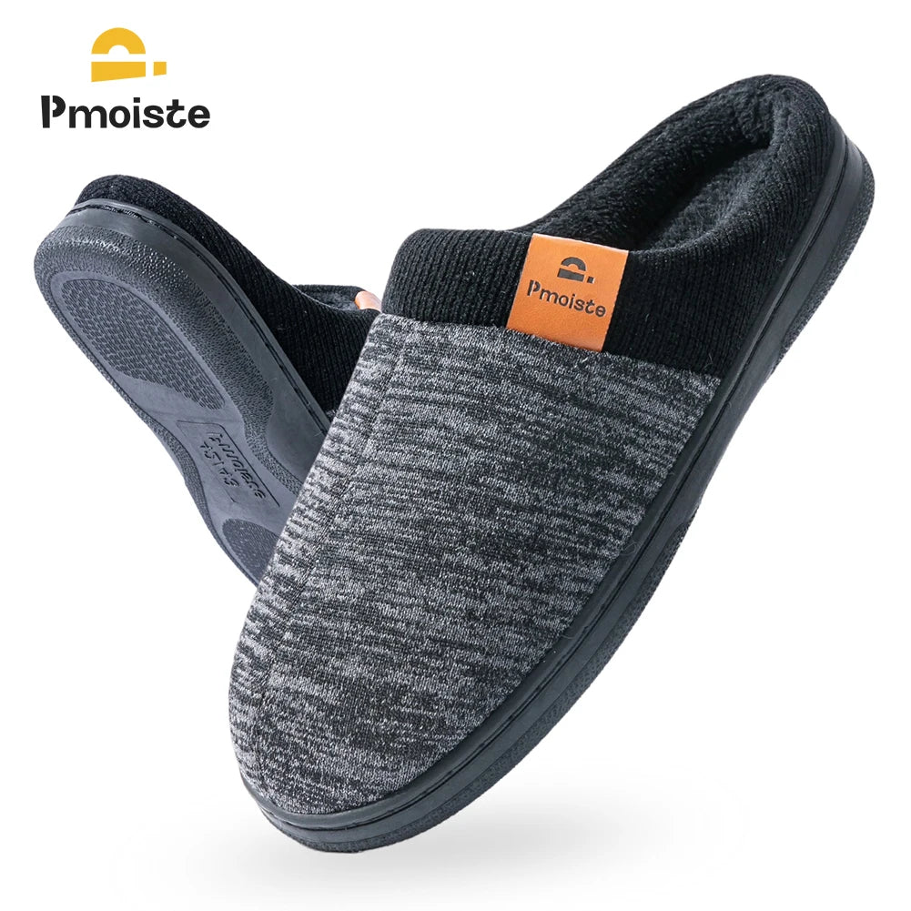 Men's Knitted Indoor Slippers with Anti-Slip TPR Sole