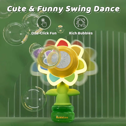 Sunflower Bubble Machine Toy with LED Night Light – 3-Speed