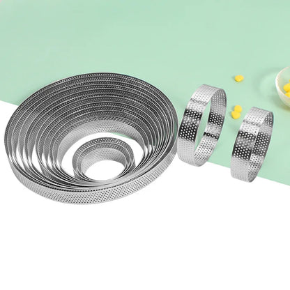 Stainless Steel Perforated Tart Ring Mold – Round Pastry & Mousse Cake Circle