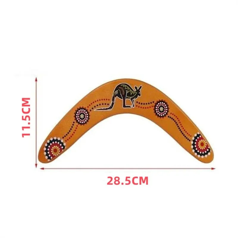 Wooden Boomerang with Kangaroo Print – Outdoor Throwing Toy for Kids & Adults