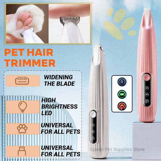 Electric Pet Hair Trimmer with LED Light – Low Noise Dog & Cat Groomer
