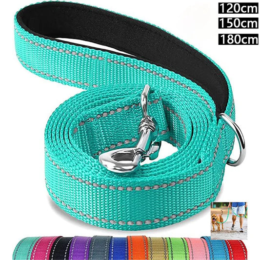 Reflective Dog Leash with Padded Handle – Multiple Sizes & Colors