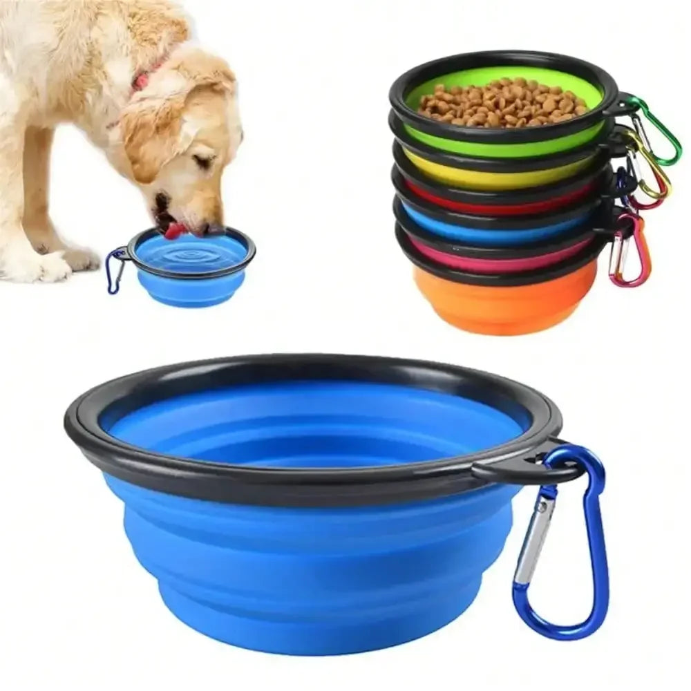 Collapsible Silicone Pet Travel Bowl – Portable Dog & Cat Feeder with Carabiner