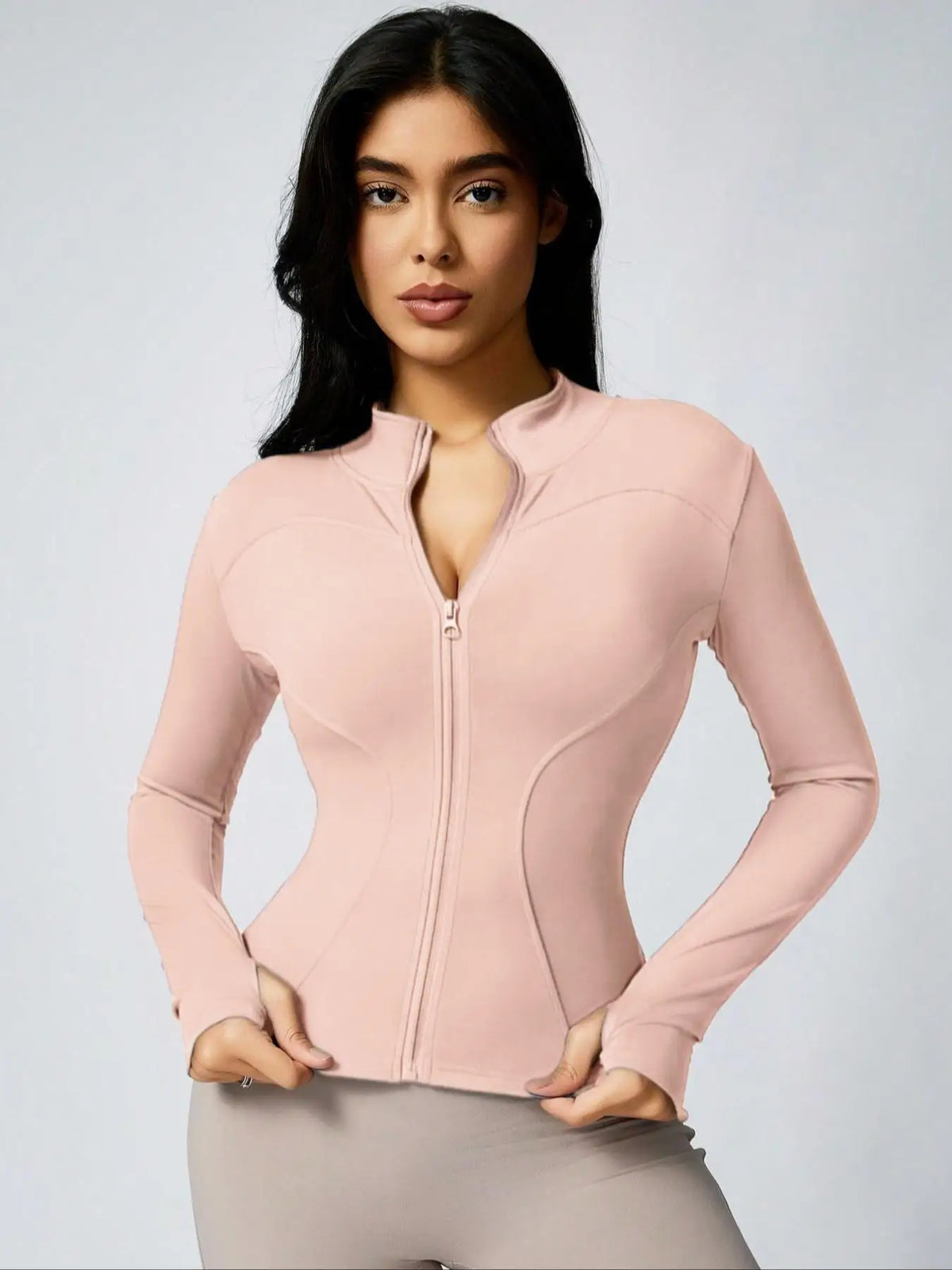 Women's Athletic Zip-Up Jacket – Slim Fit Quick-Dry Workout Top