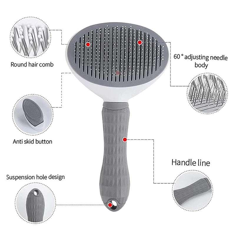 Self-Cleaning Slicker Brush for Cats & Dogs – One-Click Hair Removal