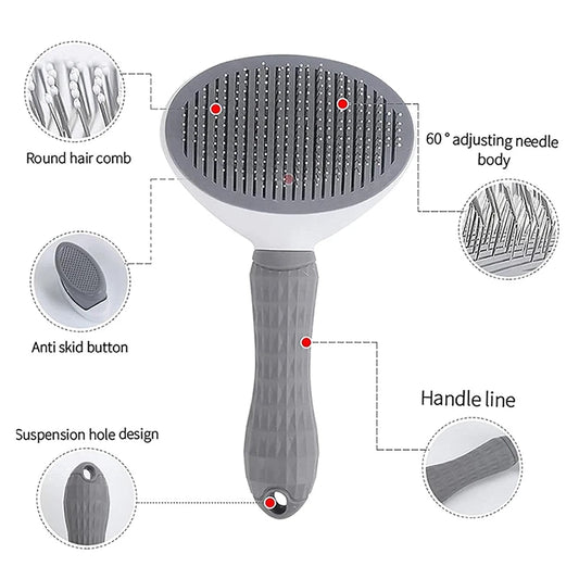 Self-Cleaning Slicker Brush for Cats & Dogs – One-Click Hair Removal
