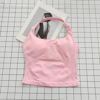 Women's Halter Neck Sports Bra Top with Removable Padding