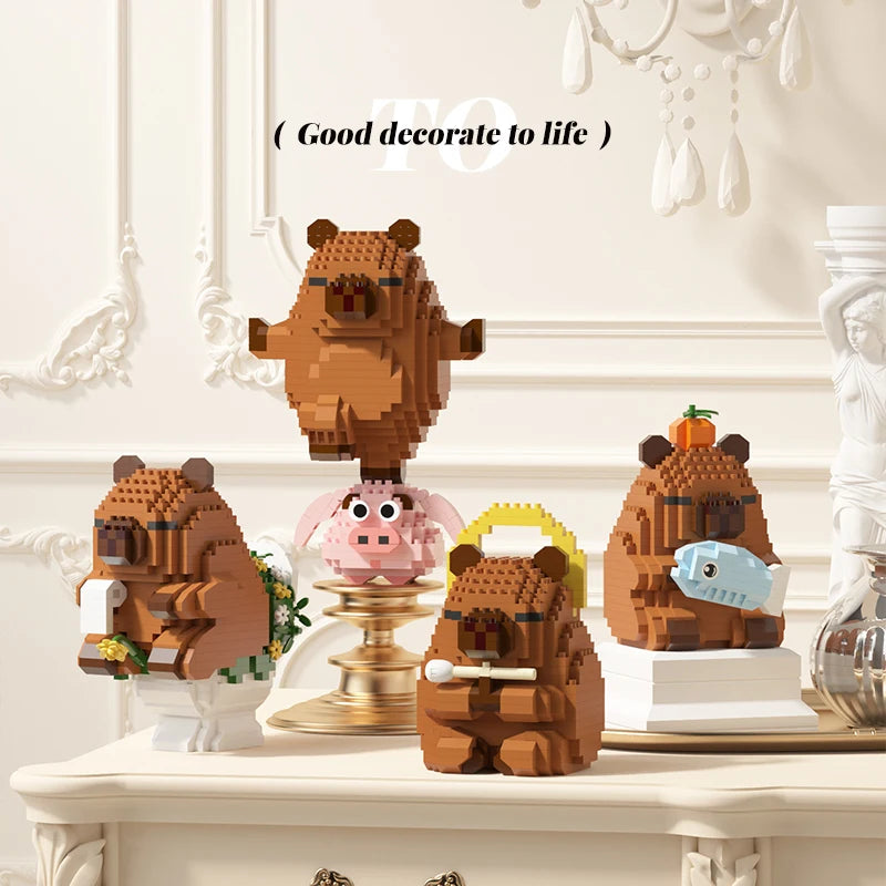 Capybara Mini Building Blocks Figure – Cute Desk Decor Collectible Toy