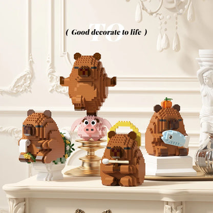 Capybara Mini Building Blocks Figure – Cute Desk Decor Collectible Toy
