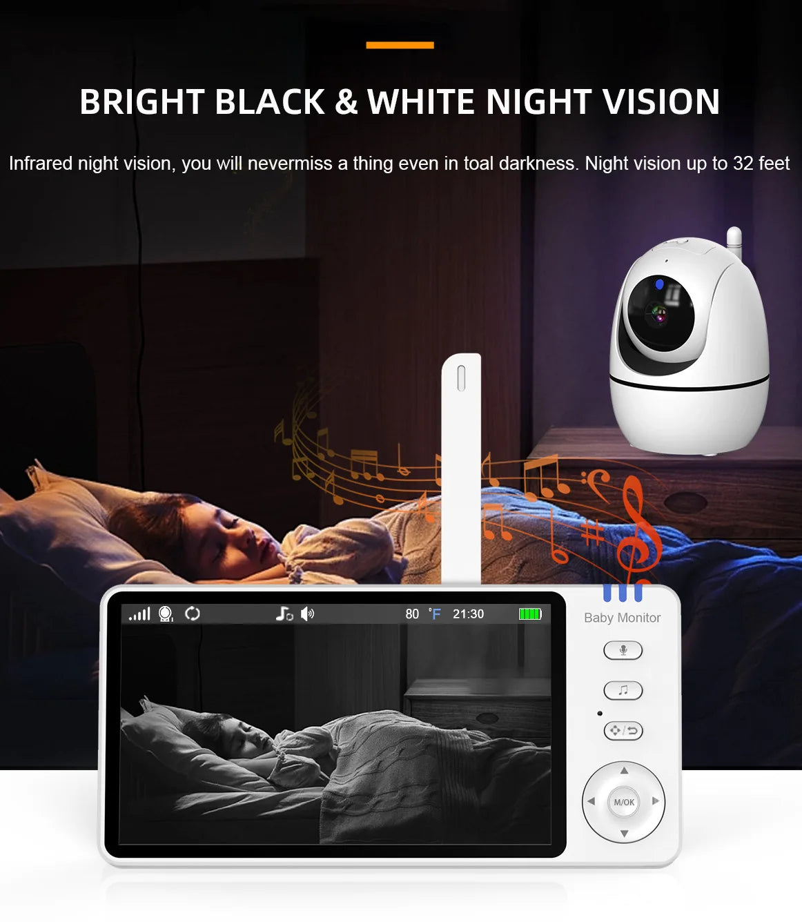 5-Inch Video Baby Monitor with Night Vision & Two-Way Audio