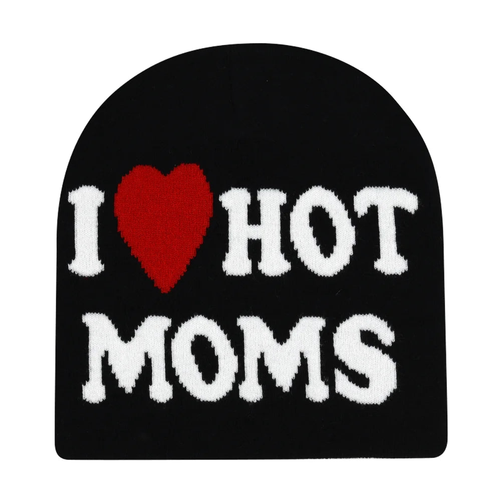Y2K Letter Print Knit Beanie Hat – Unisex Winter Cap