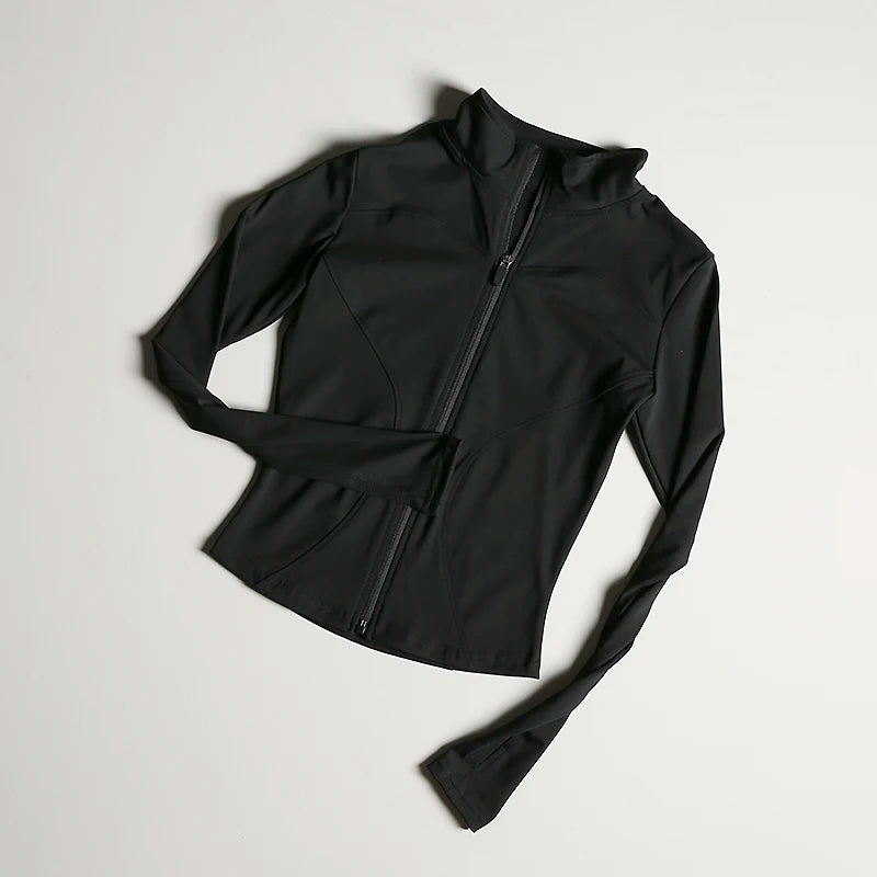 Women's Slim Fit Sports Jacket – Stand Collar Full-Zip Coat