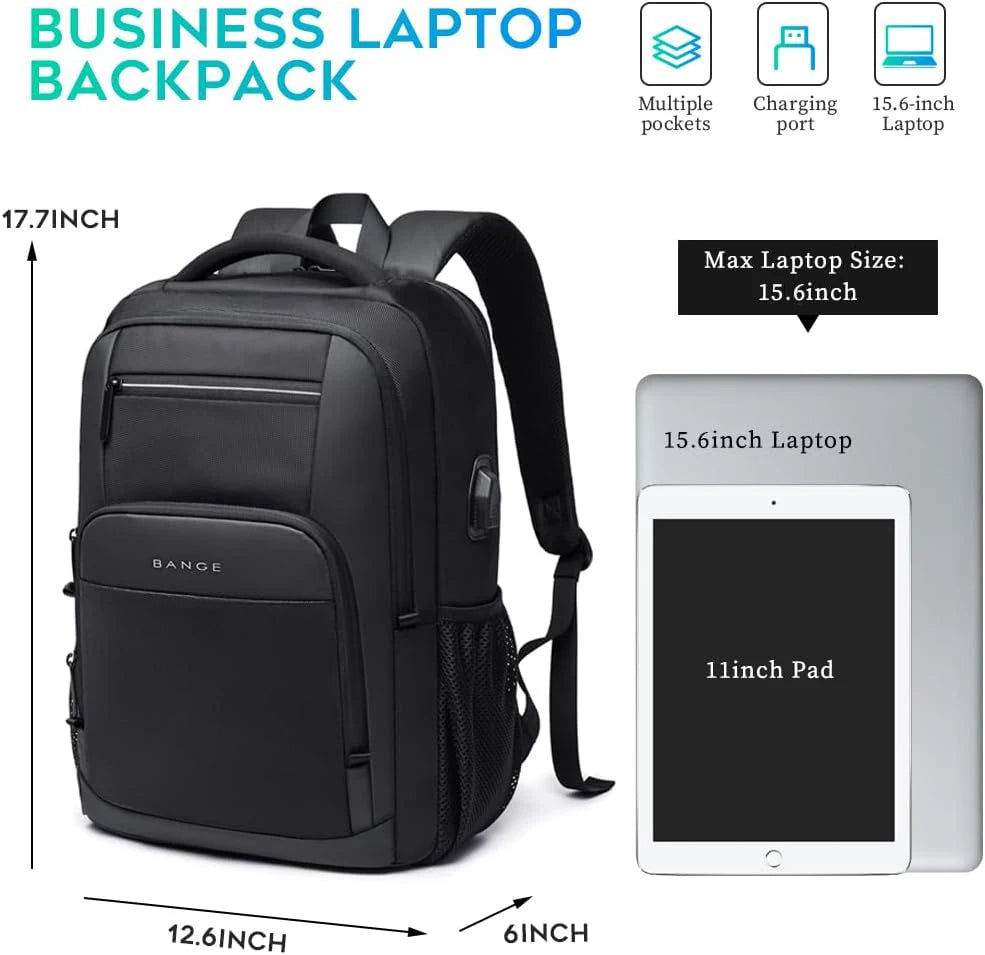 15.6" Laptop Backpack with USB Charging Port - Waterproof Travel Daypack