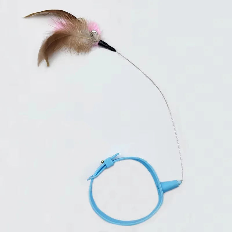 Cat Teaser Wand Toy - Steel Wire, Dragon & Fish, Bell, Interactive