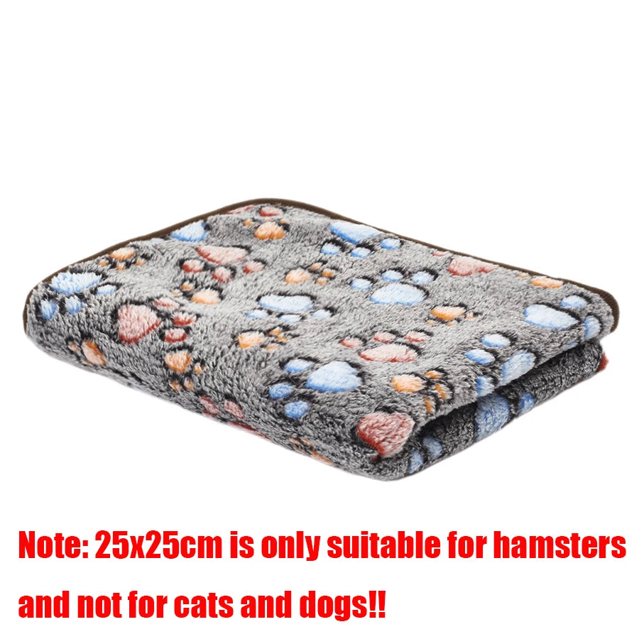 Soft Flannel Pet Blanket – Warm Paw Print Mat for Dogs & Cats