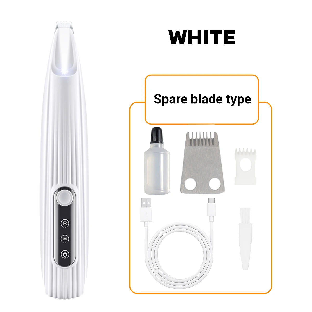 Electric Pet Hair Trimmer with LED Light – Low Noise Dog & Cat Groomer