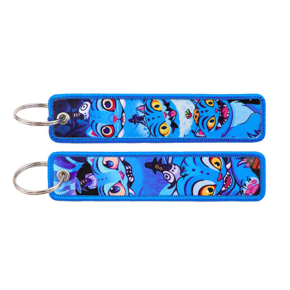 Anime Embroidery Keychain Tag – Cartoon Character Key Ring for Motorcycle, Car & Backpack