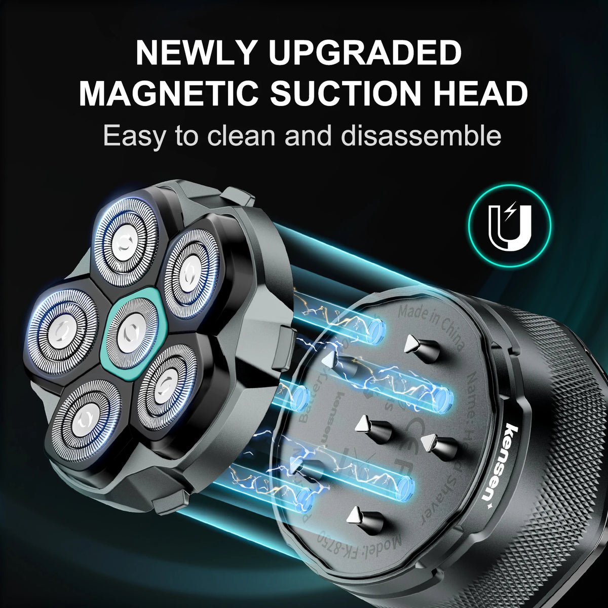 Kensen S15 6D Replacement Shaver Heads – Magnetic, Waterproof, Self-Sharpening