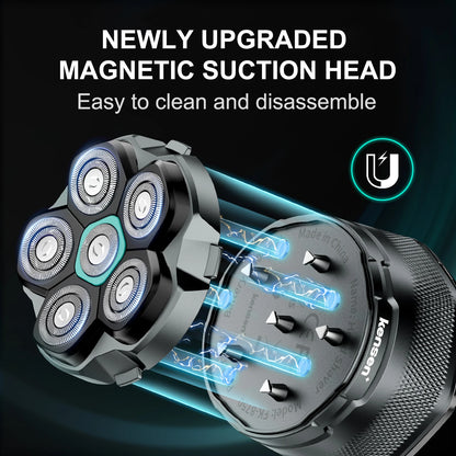 Kensen S15 6D Replacement Shaver Heads – Magnetic, Waterproof, Self-Sharpening