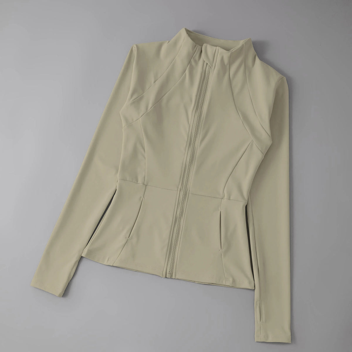 Women's Zip-Up Sports Jacket – Slim Fit Windbreaker with Thumb Holes