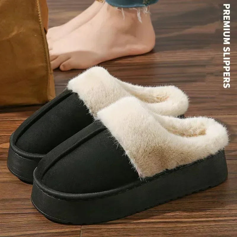 Plush Winter House Slippers - Warm Non-Slip Thick Sole Indoor Shoes Unisex