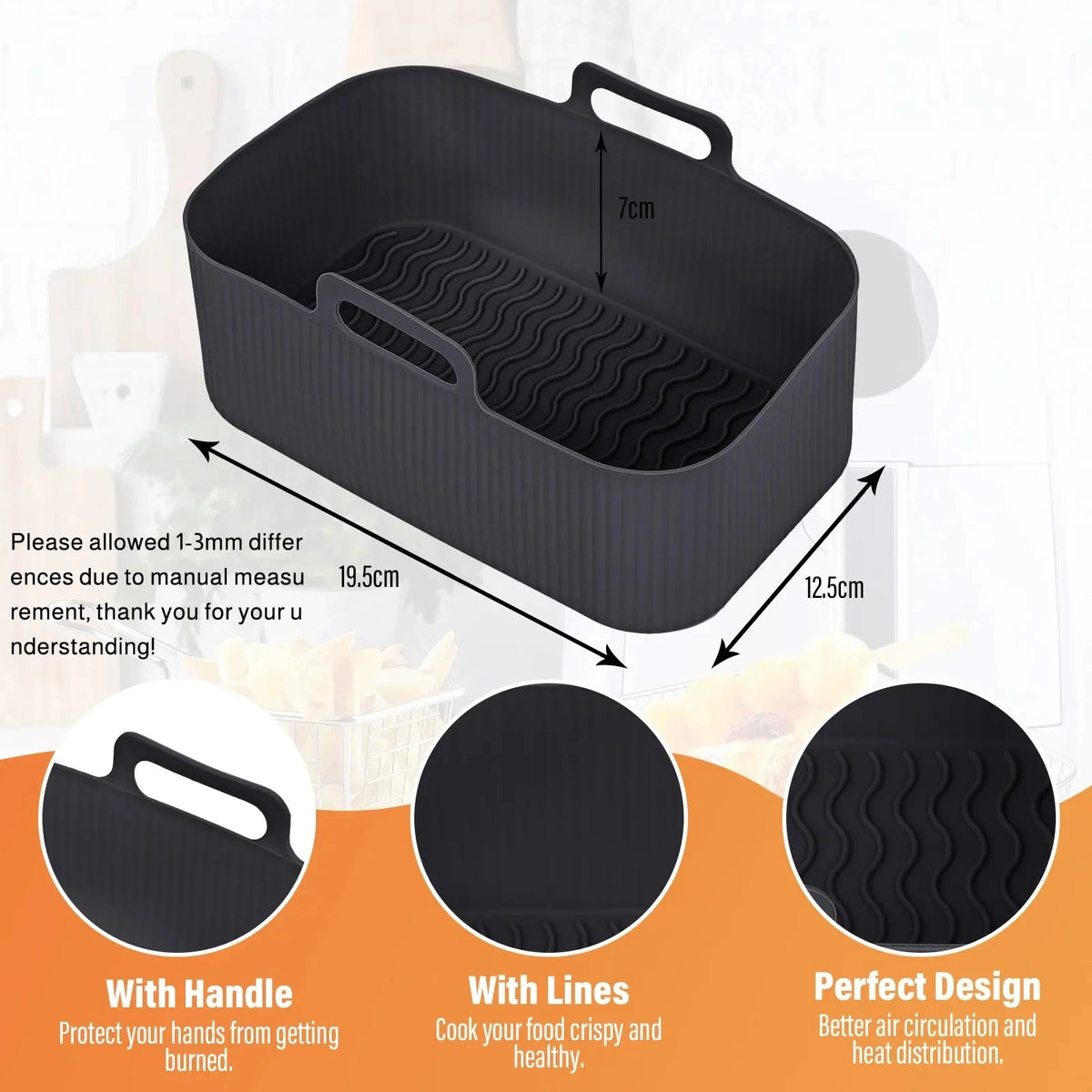 Silicone Air Fryer Liner – Reusable Rectangle Basket Insert