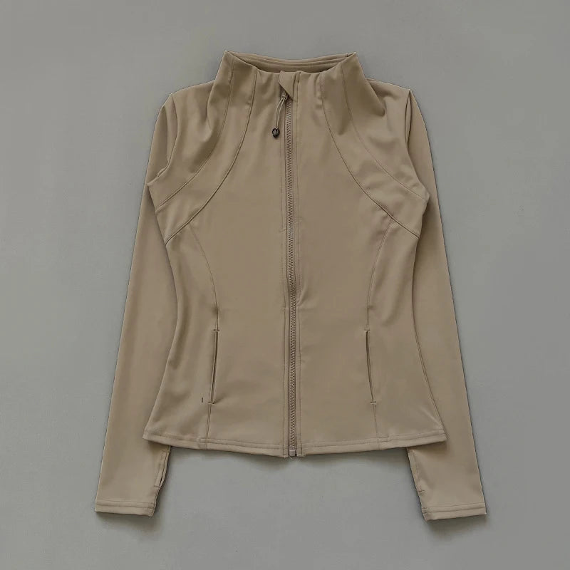 Women's Zip-Up Sports Jacket – Slim Fit Windbreaker with Thumb Holes