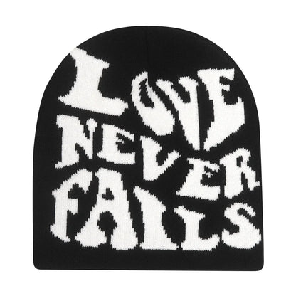 Y2K Letter Print Knit Beanie Hat – Unisex Winter Cap