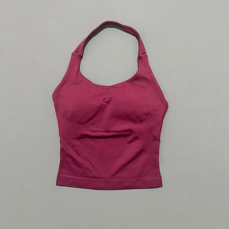 Seamless Halter Longline Sports Tank Top – Women's Gym & Yoga Wear