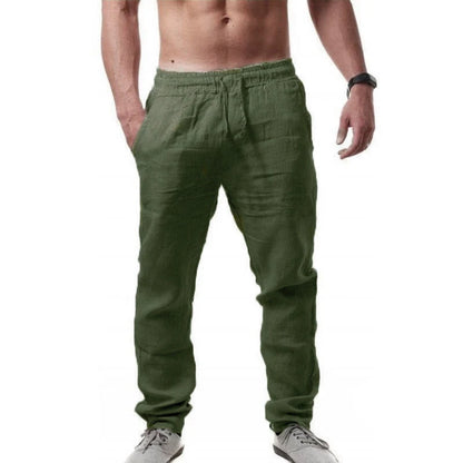 Men's Wide-Leg Linen Pants – Drawstring Casual Trousers