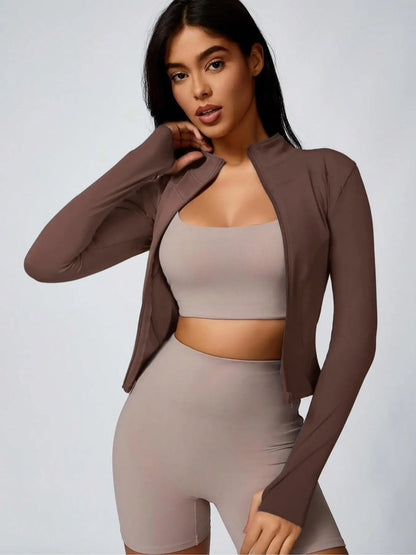 Women's Athletic Zip-Up Jacket – Slim Fit Quick-Dry Workout Top
